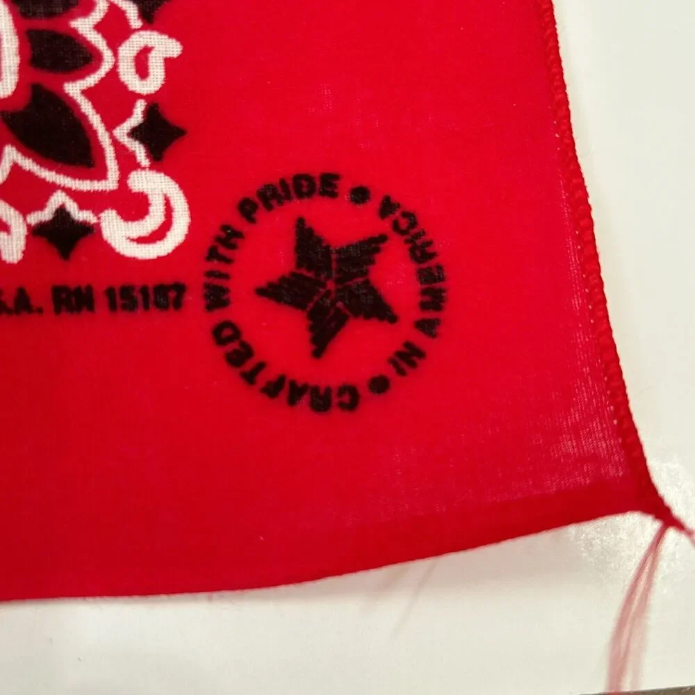 Mens Red Paisley Bandana Scarf Cotton Hav A Hank Made USA Biker Motorcycle Vtg
